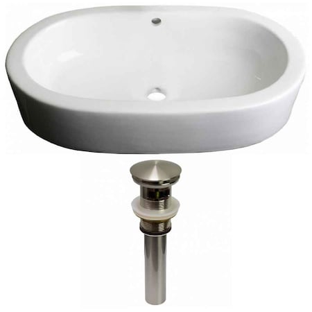25.25-in. W Semi-Recessed White Vessel Set For Deck Mount Drilling